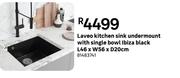 Laveo Kitchen Sink Undermount With Single Bowl Ibiza Black 81483741-L46 x W56 x D20cm