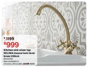 DELINIA Kitchen Sink Mixer Tap Mauna Twin Lever (Brass) H26cm 81444255