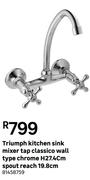Triumph Kitchen Sink Mixer Tap Classico Wall Type (Chrome) 81458759