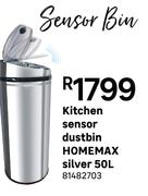 HOMEMAX 50Ltr Kitchen Sensor Dustbin (Silver) 81482703