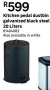 Kitchen Pedal Dustbin (Galvanized Black Steel) 81404082-20Liters