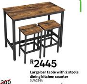 Large Bar Table With 2 Stools Dining Kitchen Counter 2c1b298b