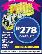 Savanna Dry Or Lemon Non Alcoholic NRBs-6X330ml