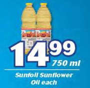 Sunfoil Sunflower Oil-750ml Each