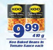 Koo Baked Beans In Tomato Sauce-410g Each