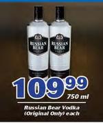 Russian Bear Vodka(Original Only)-750ml Each