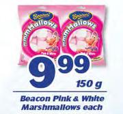 Beacon Pink & White Marshmallows-150g Each