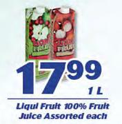 Liqui Fruit 100% Fruit Juice-1L Each