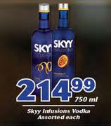 Sky Infusions Vodka-750ml Each