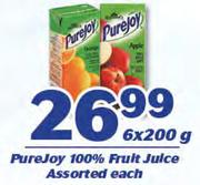 Purejoy 100% Fruit Juice-6X200g