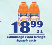 Cambridge Food Orange Squash-2L Each
