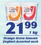 Orange Grove Smooth Yoghurt-1Kg Each