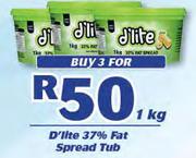 D'Lite 37% Fat Spread Tub-3X1Kg