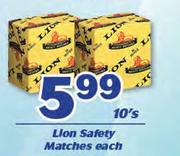 Lion Safety Matches-10's Each