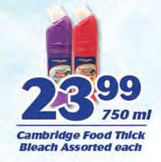 Cambridge Food Thick Bleach-750ml Each