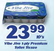 Vibe Jive 1-Ply Premium Toilet Tissue-10's