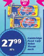 Cambridge Food 1-Ply Toilet Tissue-10's Each