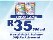 Sta Soft Fabric Softener Doy Pack-2X500ml 