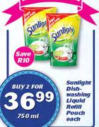 Sunlight Dishwashing Liquid Refill Pouch-2X750ml