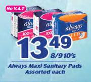 Always Maxi Sanitary Pads-8/9/10's Each