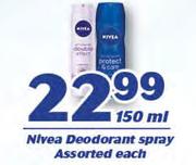 Nivea Deodorant Spray-150ml Each