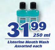 Listerine Mouth Wash-250ml Each