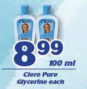 Clere Pure Glycerine-100ml Each