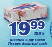 Kleenex 2-Ply Facial Tissues-100's Each