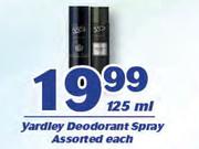 Yardley Deodorant Spray-125ml Each