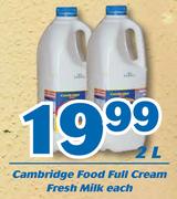 Cambridge Food Full Cream Fresh Milk-2Ltr Each
