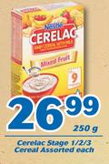 Cerelac Stage 1/ 2/ 3 Cereal-250g Each