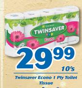 Twinsaver Econo 1 Ply Toilet Tissue-10's Pack