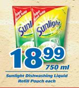 Sunlight Dishwashing Liquid Refill Pouch-750ml Each