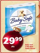 Baby Soft 2 Ply Mini Toilet Tissue-9's Pack