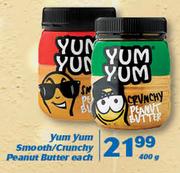 Yum Yum Smooth/Crunchy Peanut Butter-400g Each