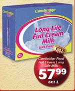 Cambridge Food Full Cream Long Life Milk-6X1Ltr