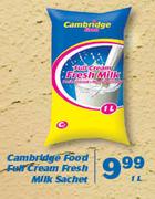 Cambridge Food Full Cream Fresh Milk Sachet-1Ltr