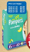 Pampers Active Baby Disposable Nappies-Each