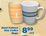 Hand Painted 14oz Coffee Mugs-Each