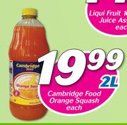 Cambridge Food Orange Squash-2Ltr Each