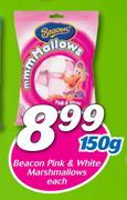 Beacon Pink & White Marshmallows-150g Each