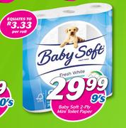 Baby Soft 2 Ply Mini Toilet Paper-9's