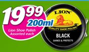 Lion Shoe Polish Assorted-200ml Each