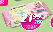 Johnson's Extra Sensitive Baby Wipes-72's