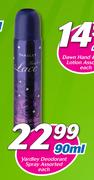 Yardley Deodorant Spray Assorted-90ml Each