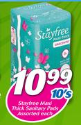 Stayfree Maxi Thick Sanitary Pads ASsorted-10's Each