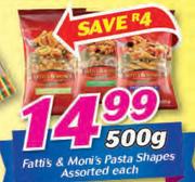 Fatti's & Moni's Pasta Shapes Assorted-500g Each