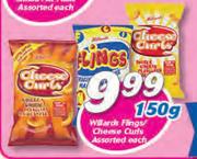 Willards Flings/Cheese Curls Assorted-150g Each
