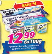 Parmalat Smooth/Yumchums Yoghurt Assorted-6 x 100g Each