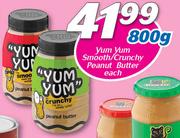 Yum Yum Smooth/Crunchy Peanut Butter-800g Each